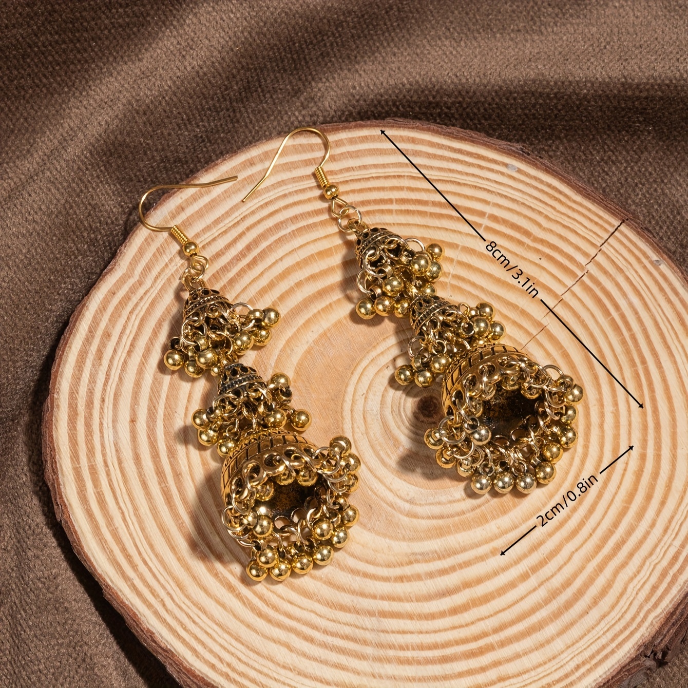 Women's Retro Ethnic Long Stud Bell Earrings, Daily Party Wear